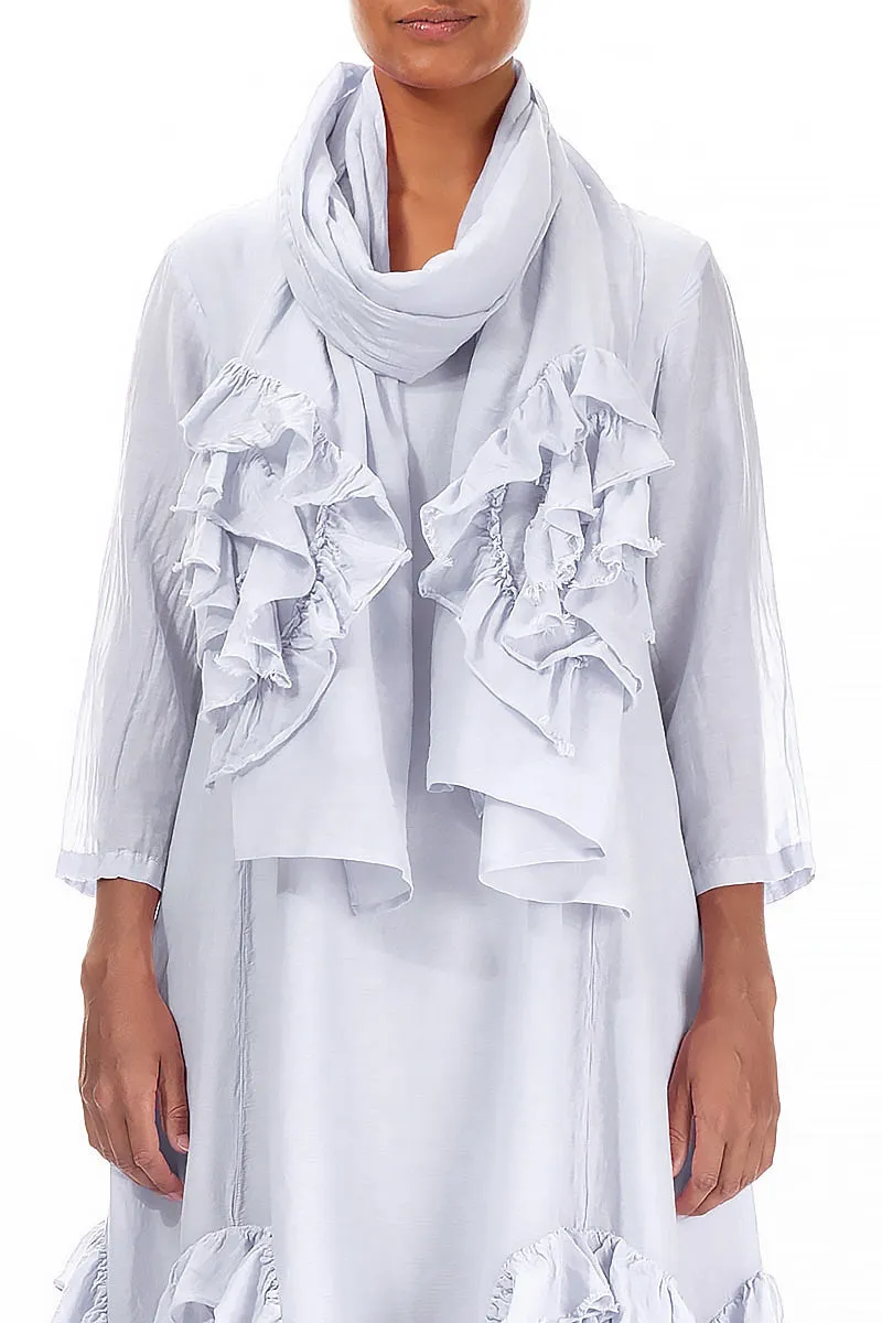 Frilly Flower Lavender Silk Cotton Scarf