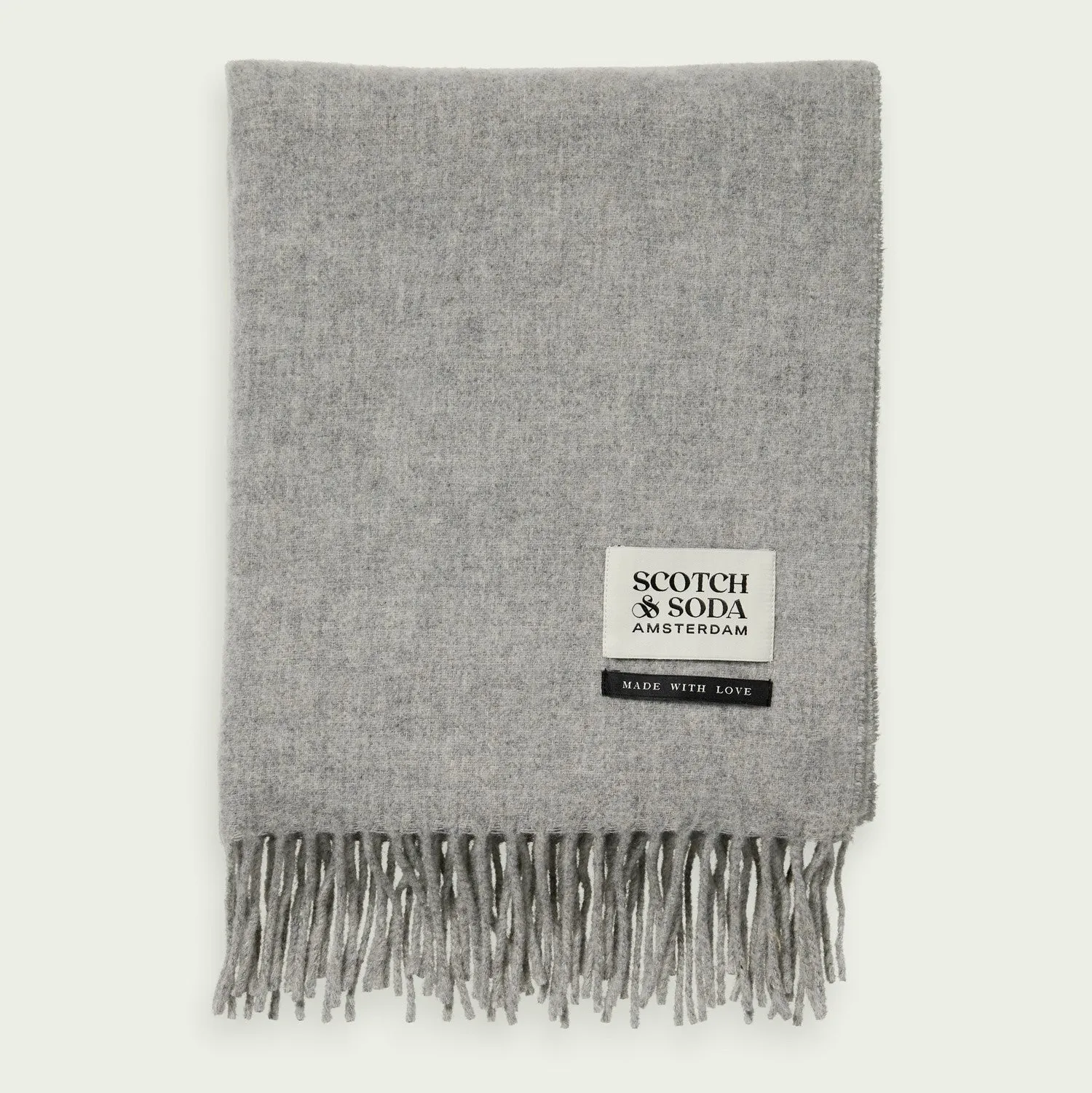 Fringed Wool Scarf (Grey Melange)