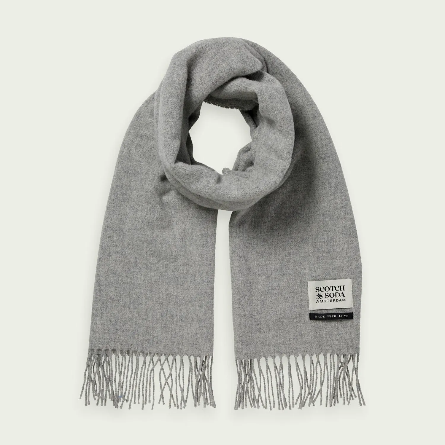 Fringed Wool Scarf (Grey Melange)