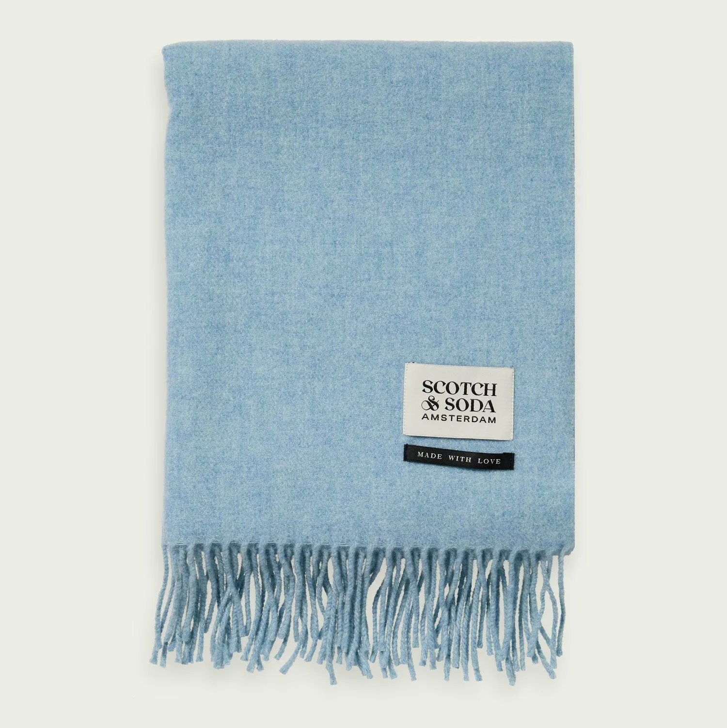 Fringed Wool Scarf (Turquoise Melange)