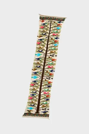 Fulling Wool HAPPY Scarf BIRD TREE - Beige