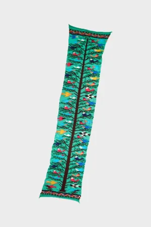 Fulling Wool HAPPY Scarf BIRD TREE - Emerald