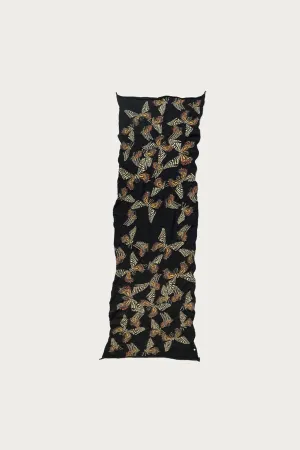 Fulling Wool HAPPY Scarf BUTTERFLY - Black