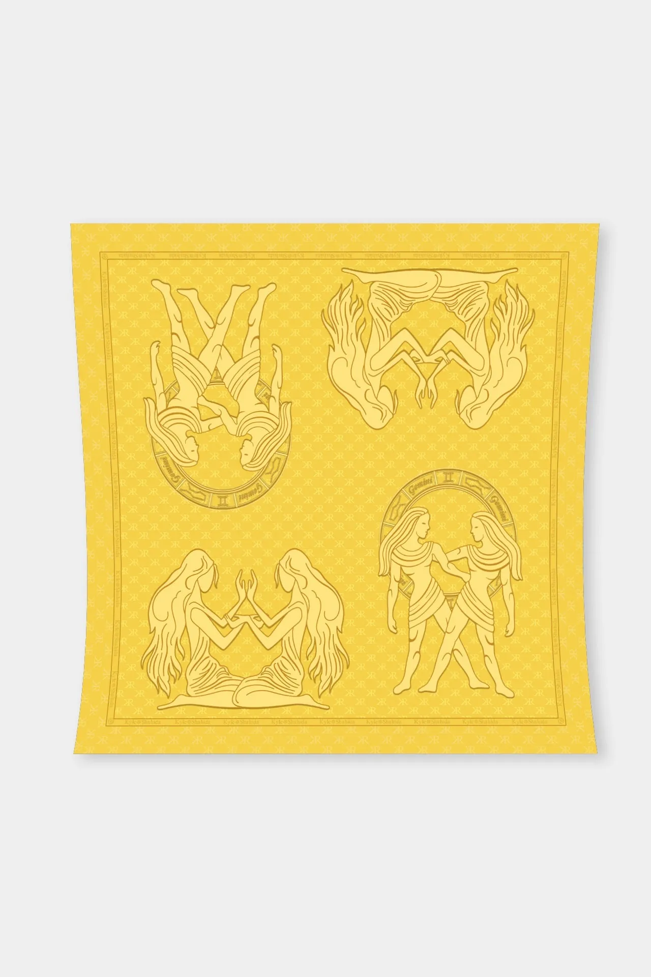 Gemini Zodiac Sign Scarves in Yellow