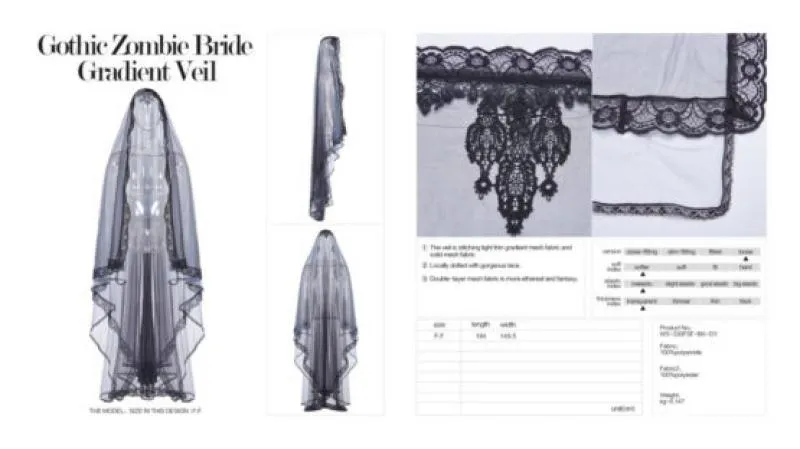 Gothic Zombie Bride Gradient Veil