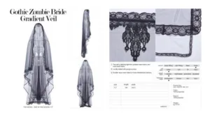 Gothic Zombie Bride Gradient Veil