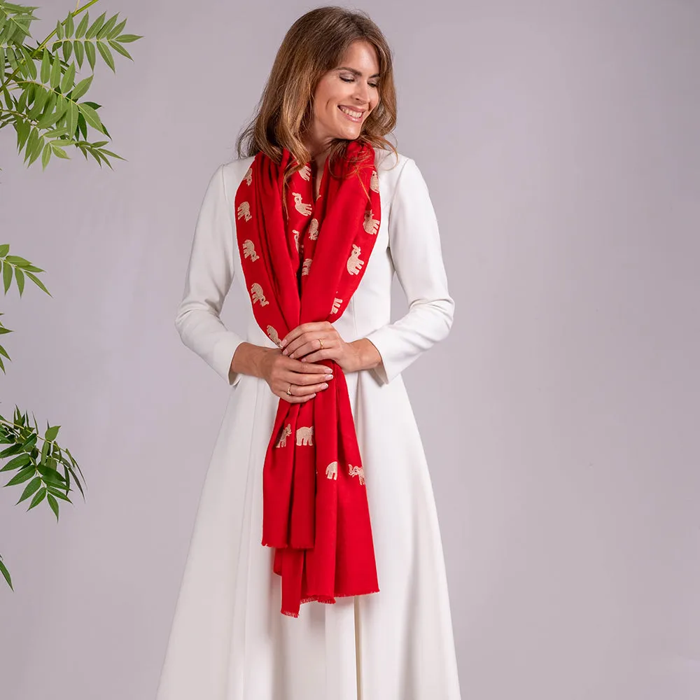 Hand Embroidered Pashmina Cashmere ShawI - Elephant Walk