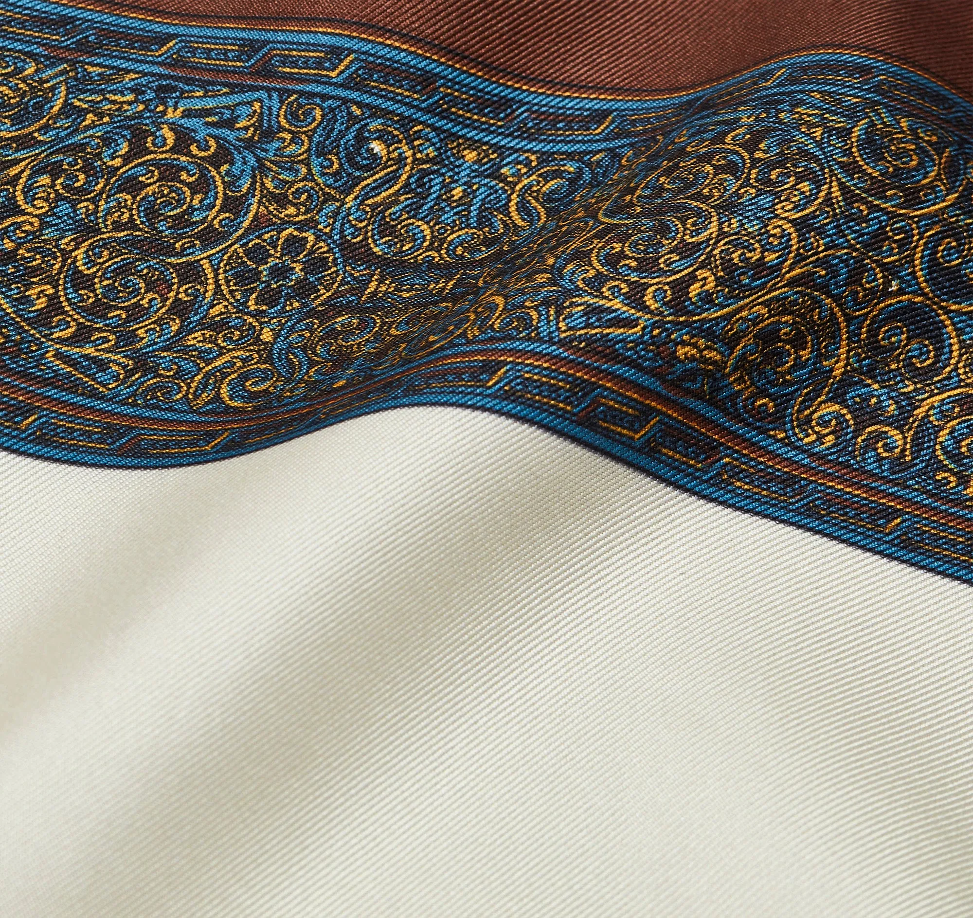Harrow silk heritage trade label scarf [SEPIA]