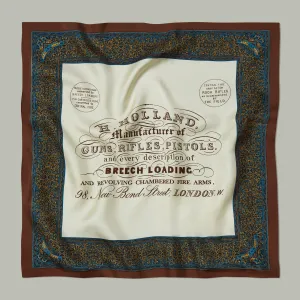 Harrow silk heritage trade label scarf [SEPIA]