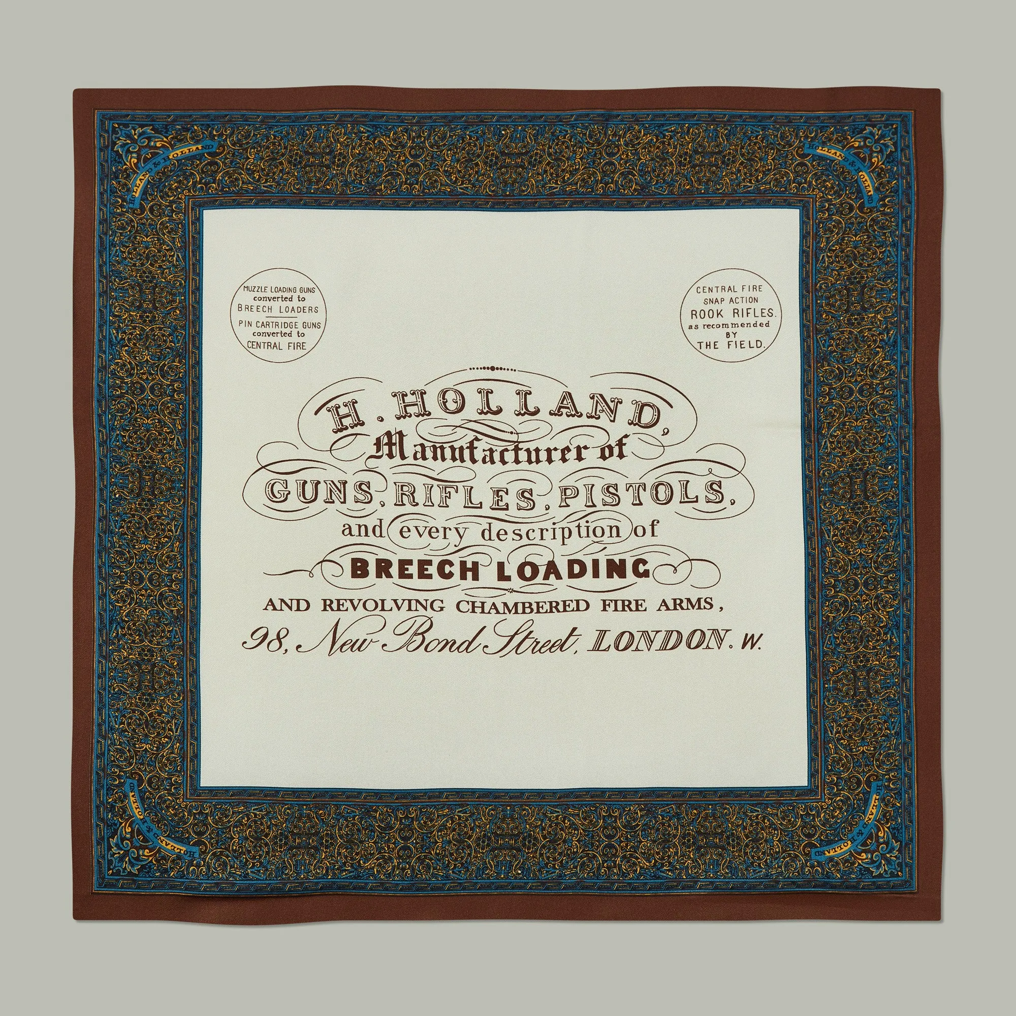 Harrow silk heritage trade label scarf [SEPIA]