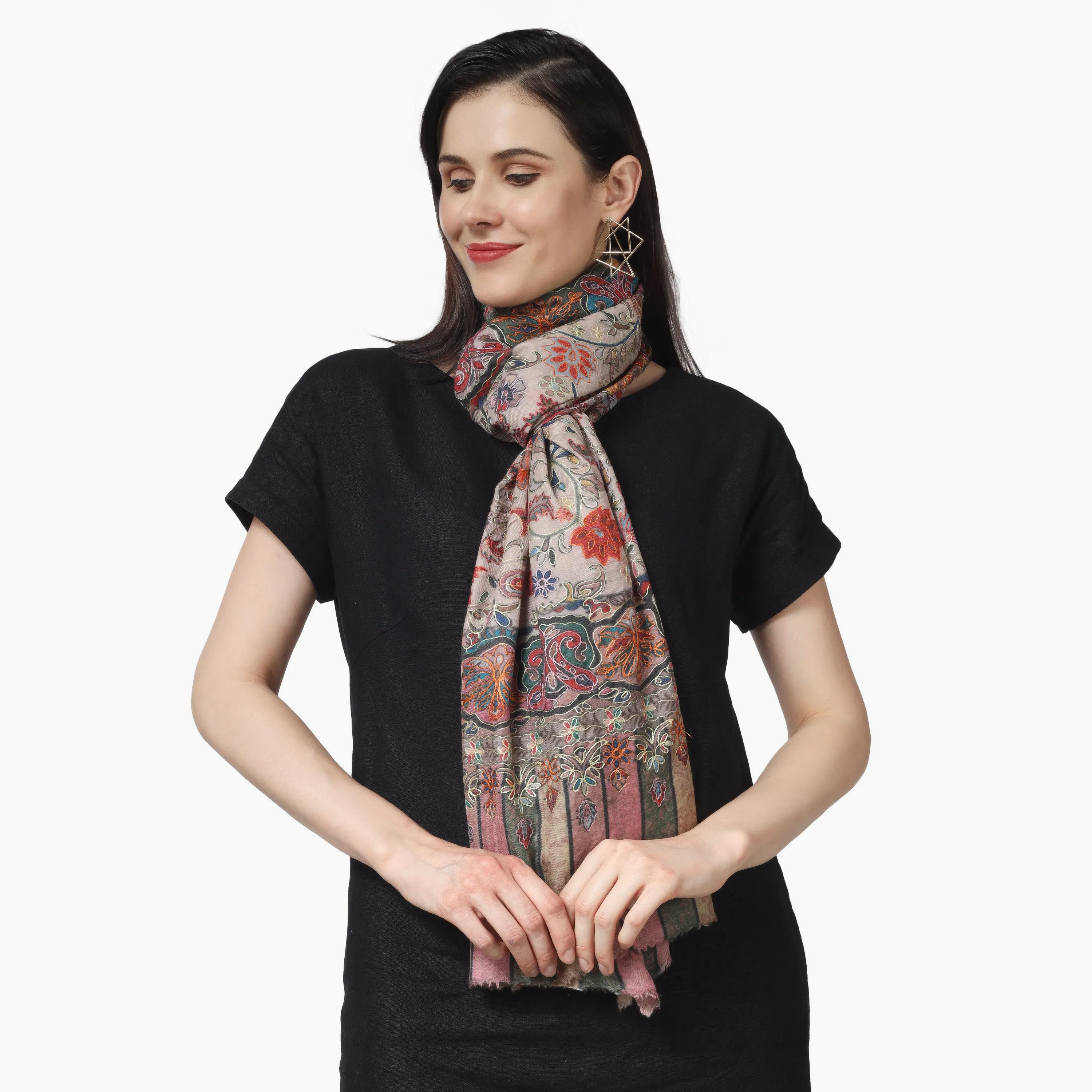 Kashmiri Kalamkari Wrap (Beige)