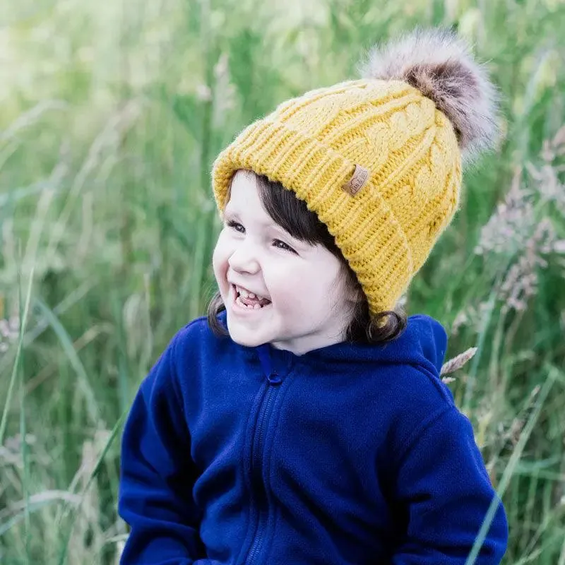 Kids’ Cable Knit Beanie | Mustard | Jan & Jul