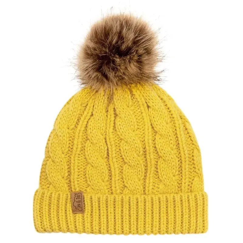 Kids’ Cable Knit Beanie | Mustard | Jan & Jul