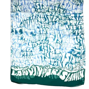 Lanvin Scarf Blue Ocean Green Logo Island Design - Chiffon Silk Shawl BLACK FRIDAY SALE