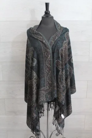 Large Teal Paisley Pashmina