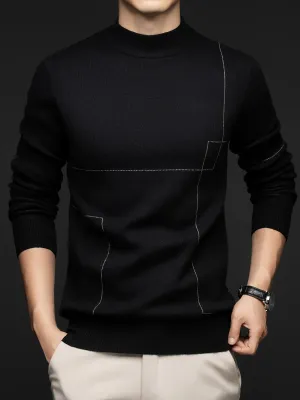 Men's Casual Wool Business Jumper with Mid Collar | Ideal for Autumn/Winter