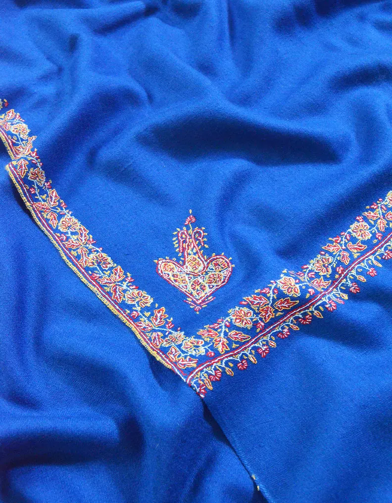 moroccan blue embroidery pashmina shawl 8531
