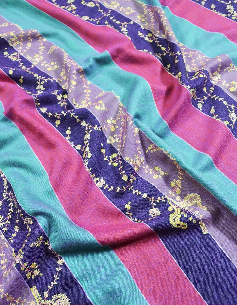 multi-coloured striped embroidery pashmina shawl 8618