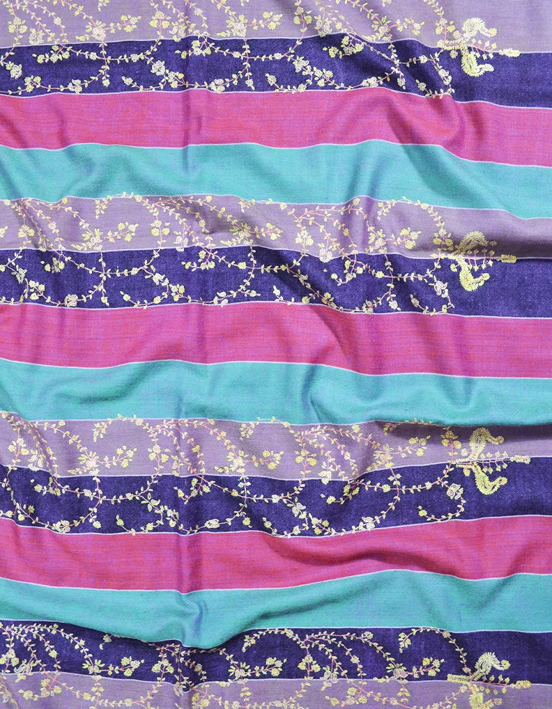 multi-coloured striped embroidery pashmina shawl 8618