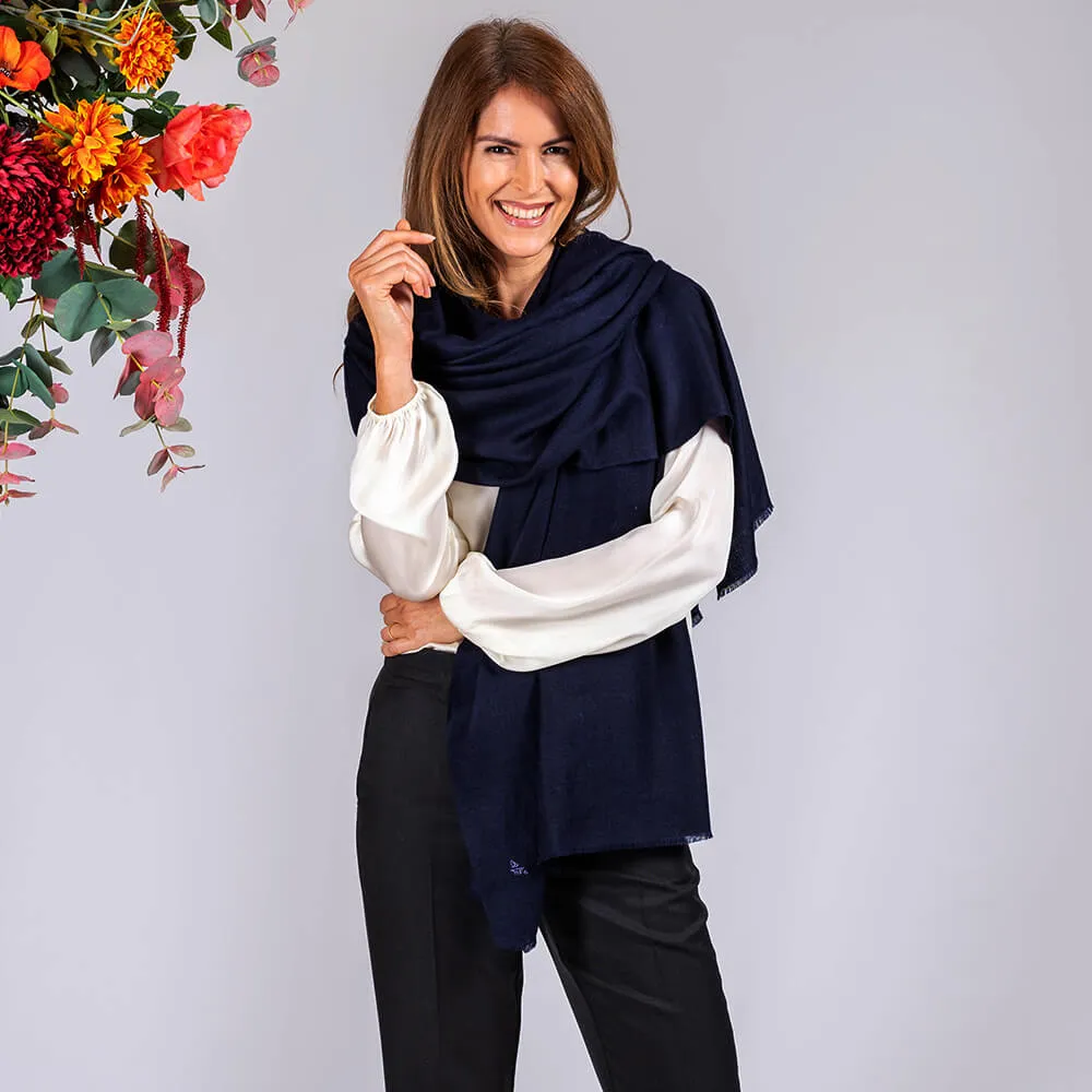 Navy Blue Cashmere Shawl