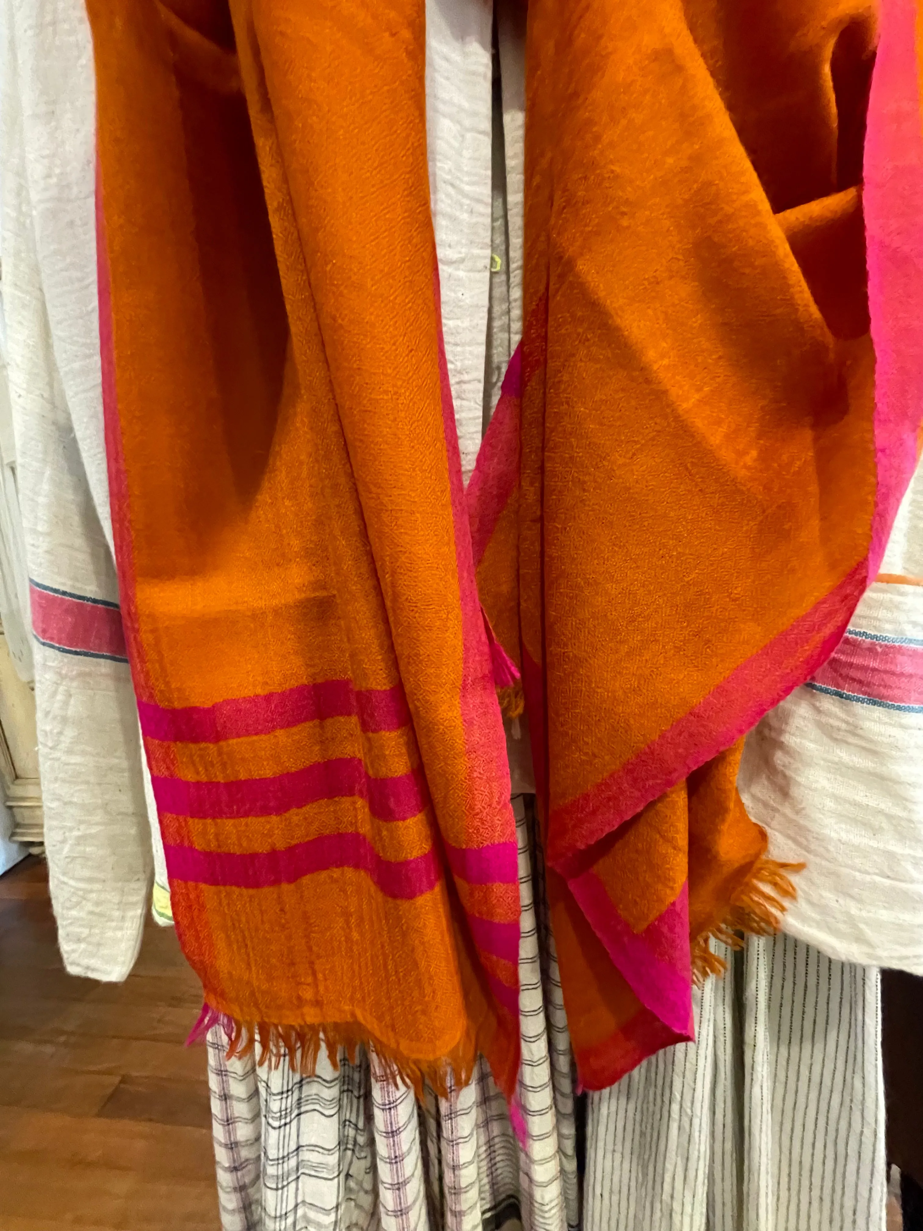 Pashmina Muffler Scarf - Bitter Orange   Neon Pink