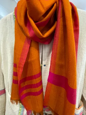 Pashmina Muffler Scarf - Bitter Orange   Neon Pink