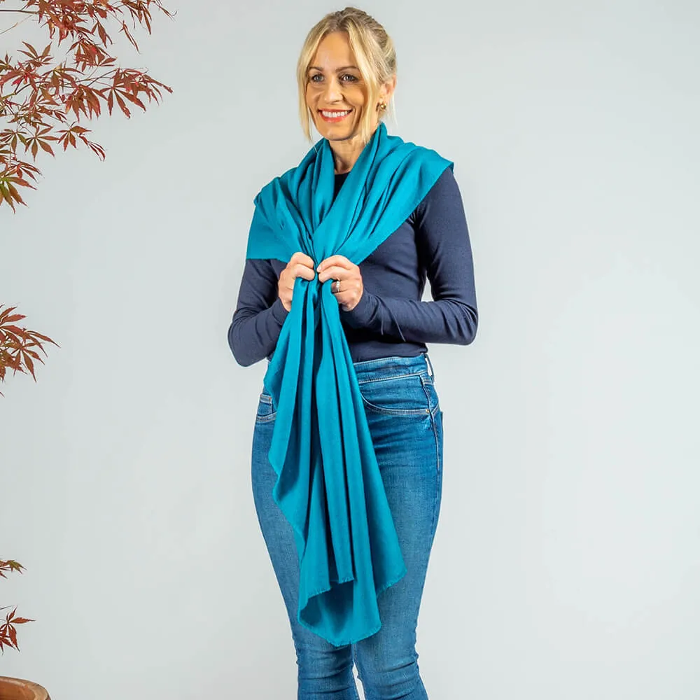 Peacock Green Cashmere Ring Shawl