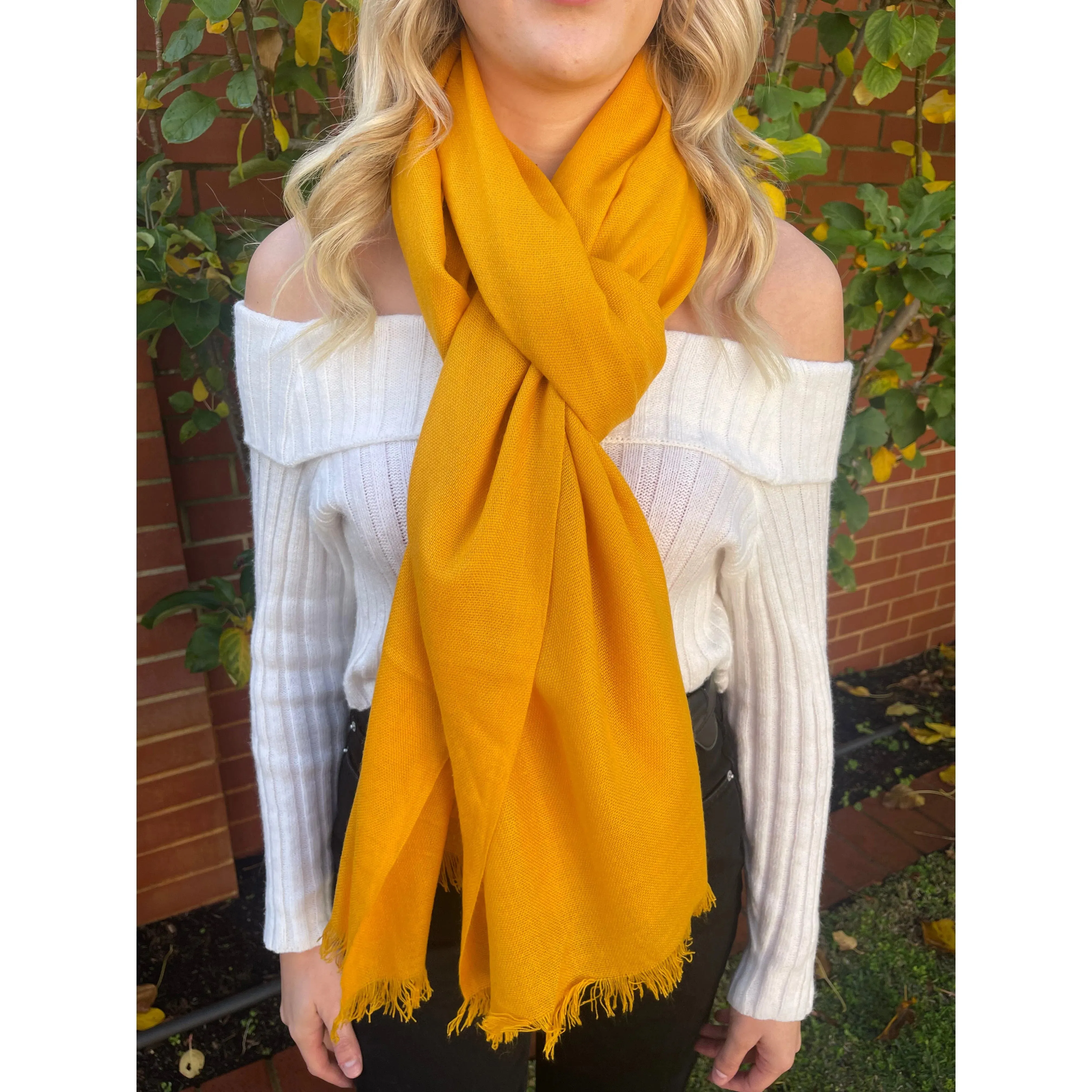 Pure Cashmere Shawl - Turmeric Yellow