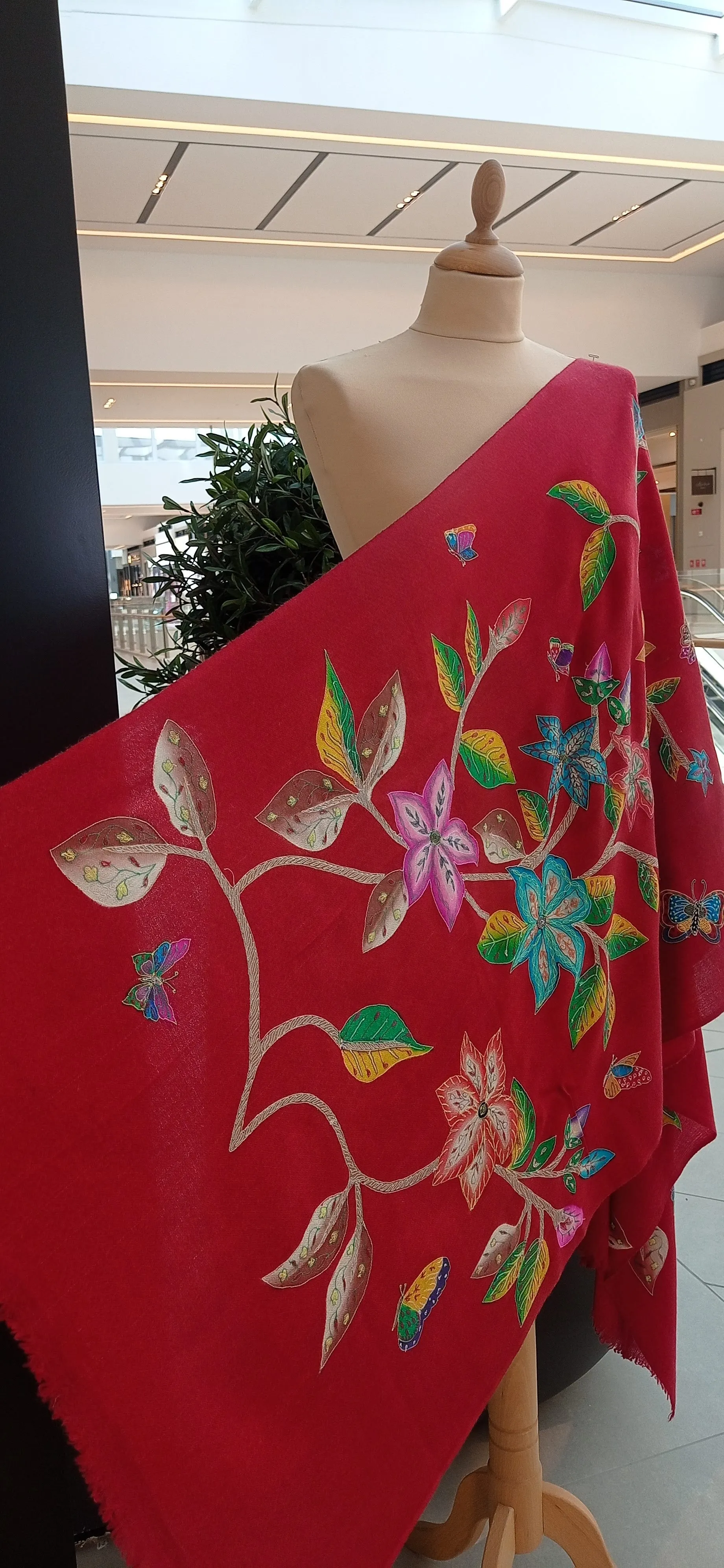 Shipra Red Floral Kalamkari Pashmina Scarf