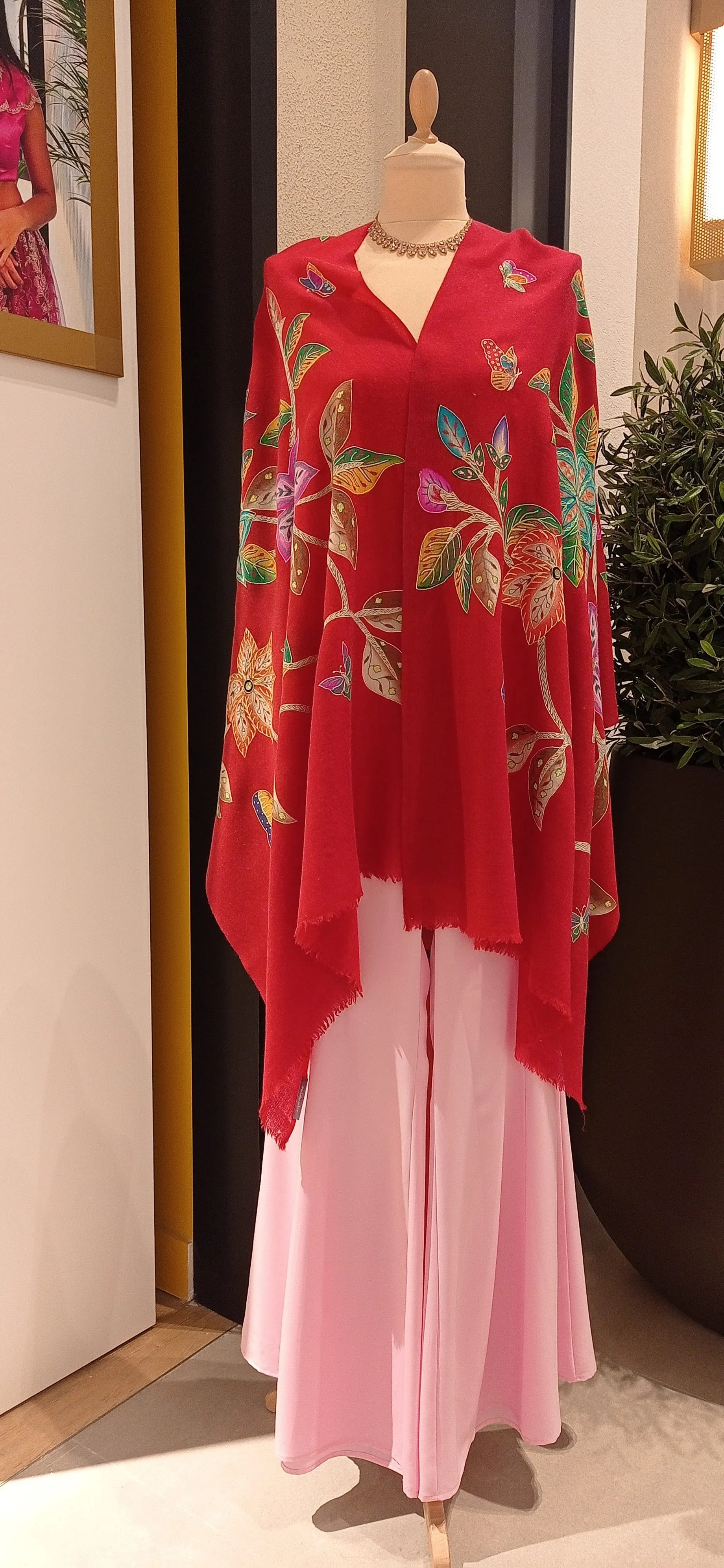 Shipra Red Floral Kalamkari Pashmina Scarf