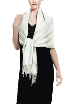 Silver Pashmina Shawl Wrap Scarf