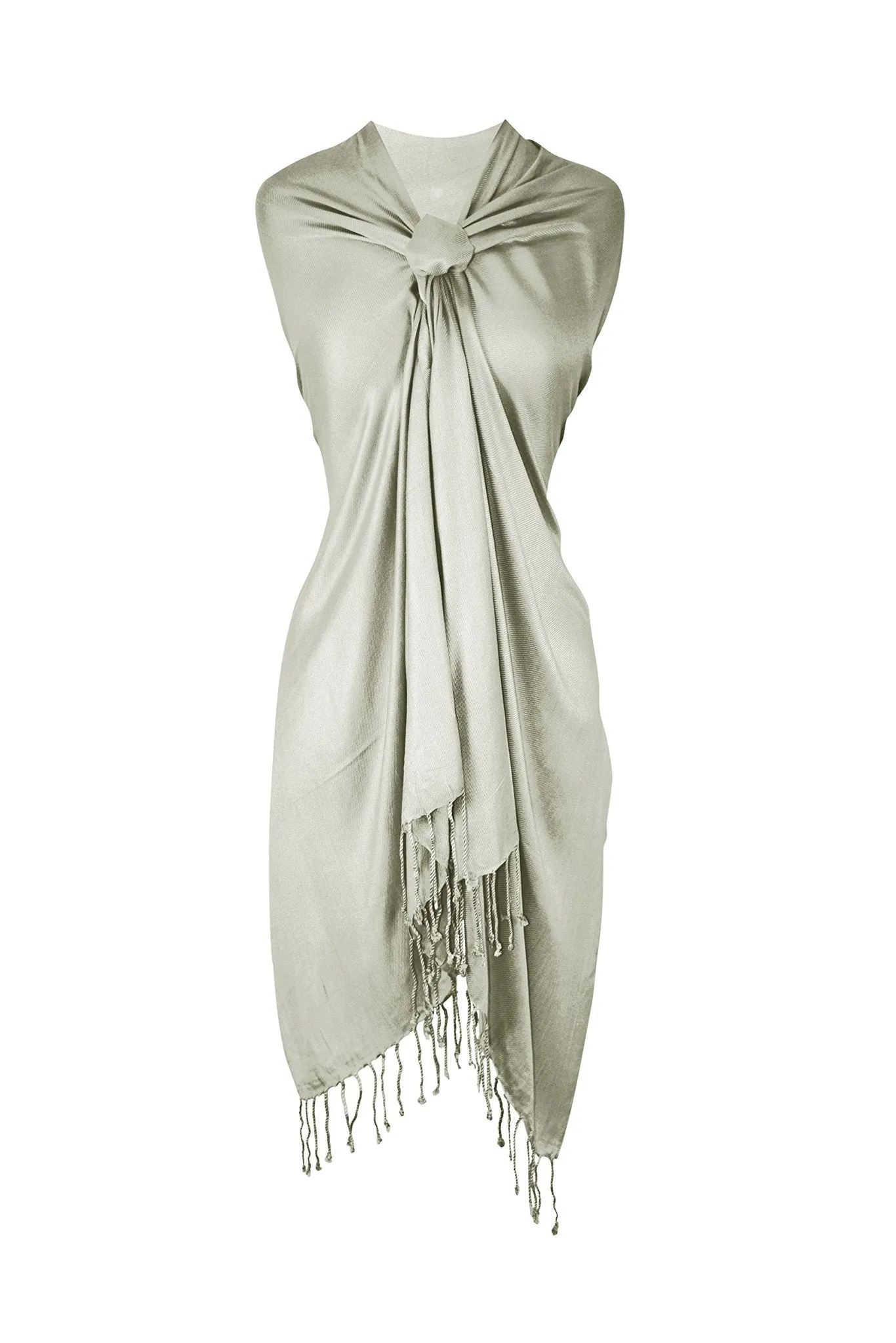 Silver Pashmina Shawl Wrap Scarf