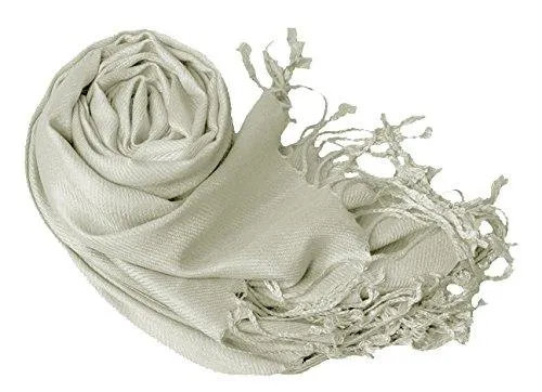 Silver Pashmina Shawl Wrap Scarf