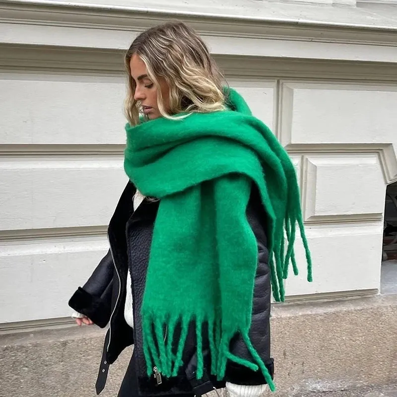 Solid Color Women Thick Shawl Winter Warm Fashion Pashmina Scarf