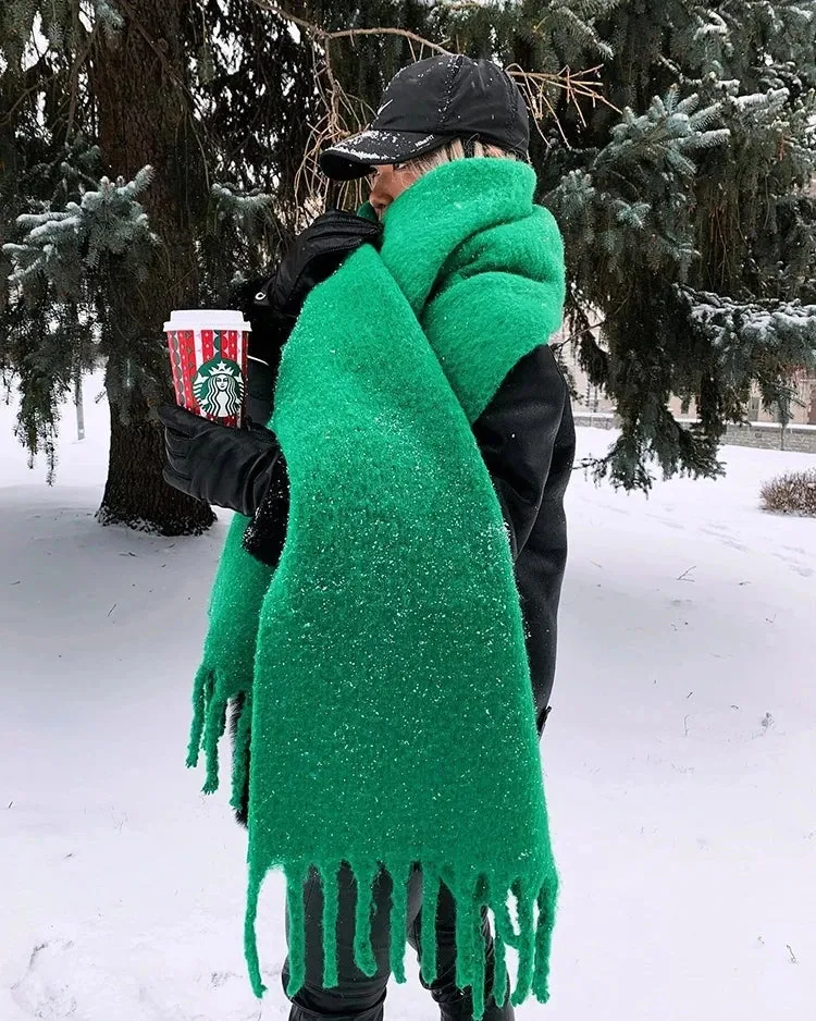 Solid Color Women Thick Shawl Winter Warm Fashion Pashmina Scarf