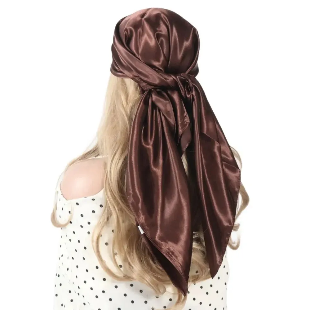 Solid Colors Silk Scarf Women Satin Hair Scarves 90cm