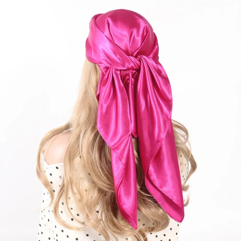 Solid Colors Silk Scarf Women Satin Hair Scarves 90cm