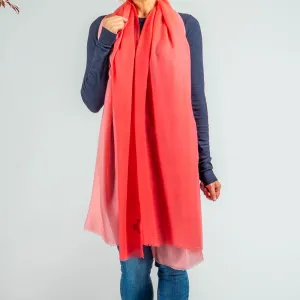 Sunset Coral Shaded Cashmere and Silk Wrap