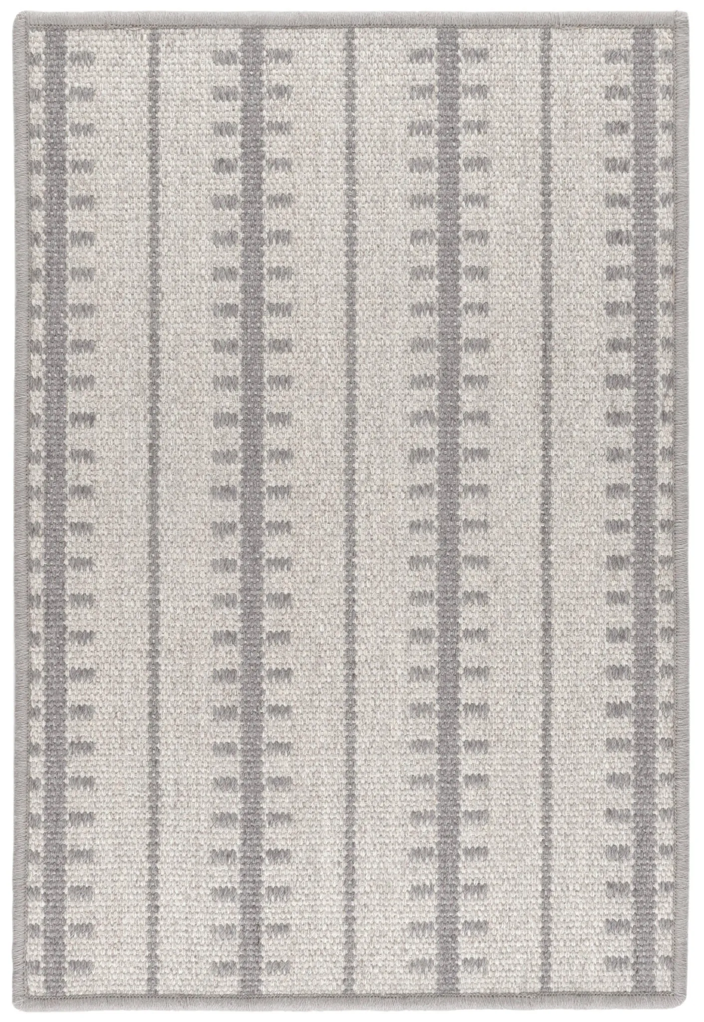 Tailor Stripe Charcoal Woven Wool Custom Rug Swatch With Attached Rug Pad