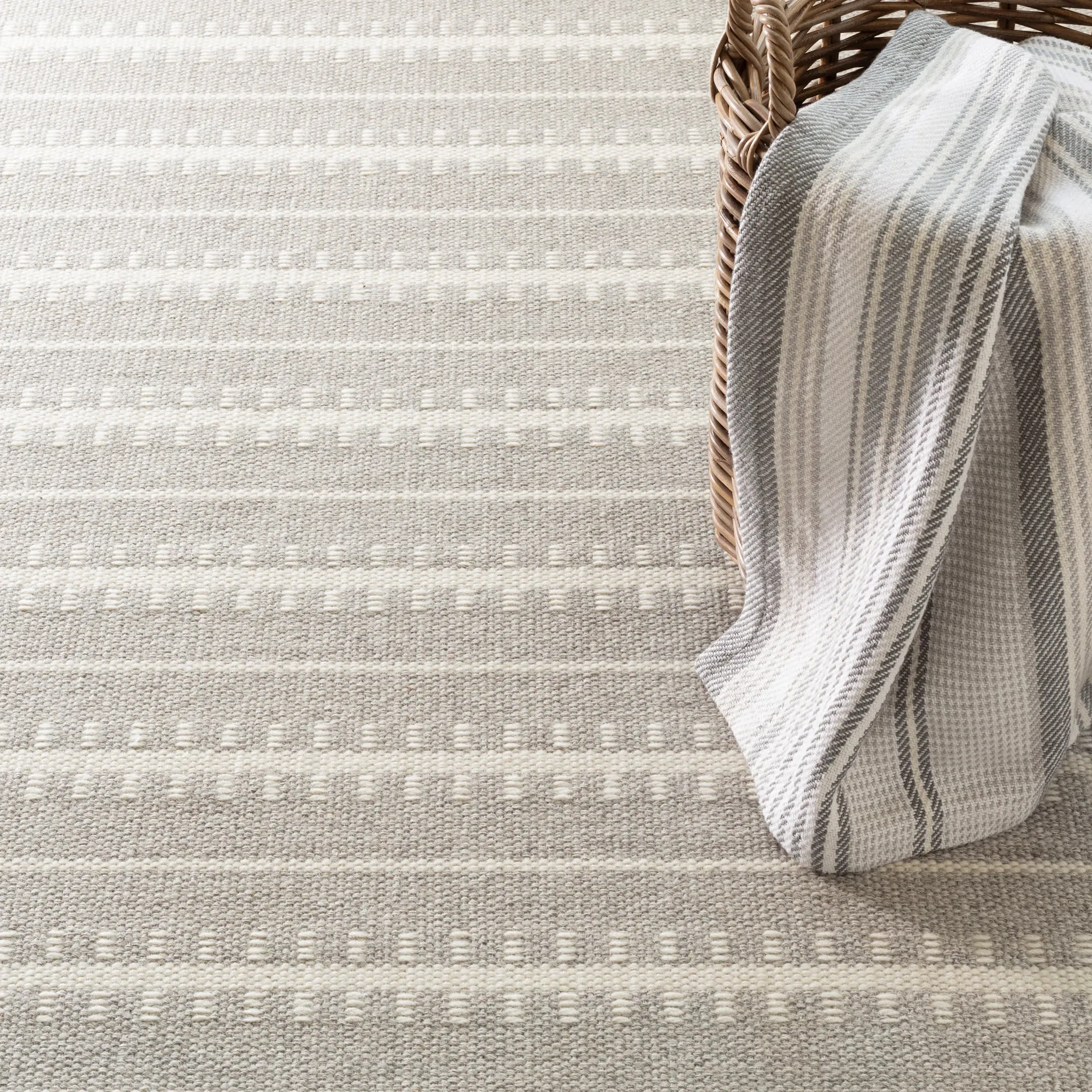 Tailor Stripe Platinum Woven Wool Custom Rug