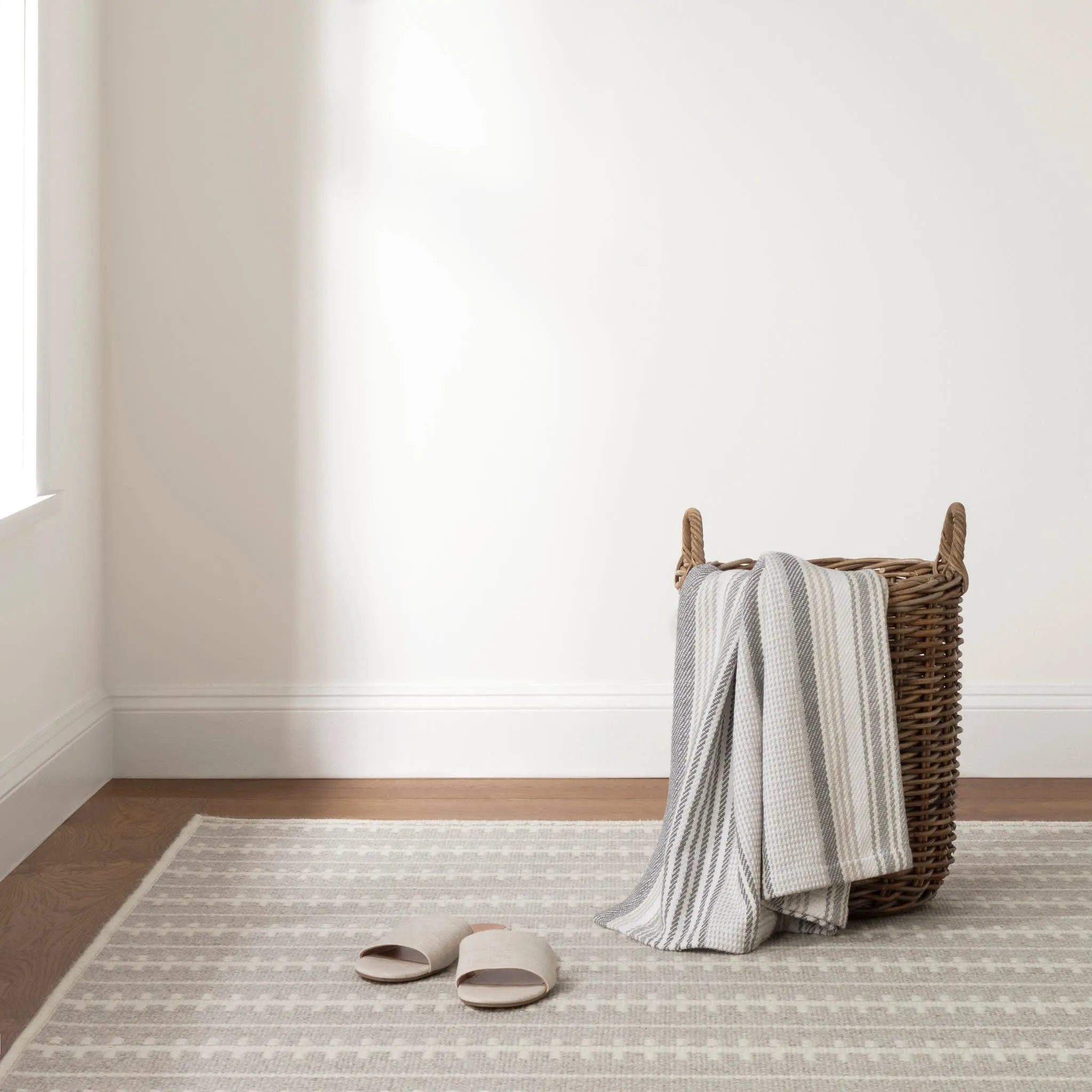 Tailor Stripe Platinum Woven Wool Custom Rug