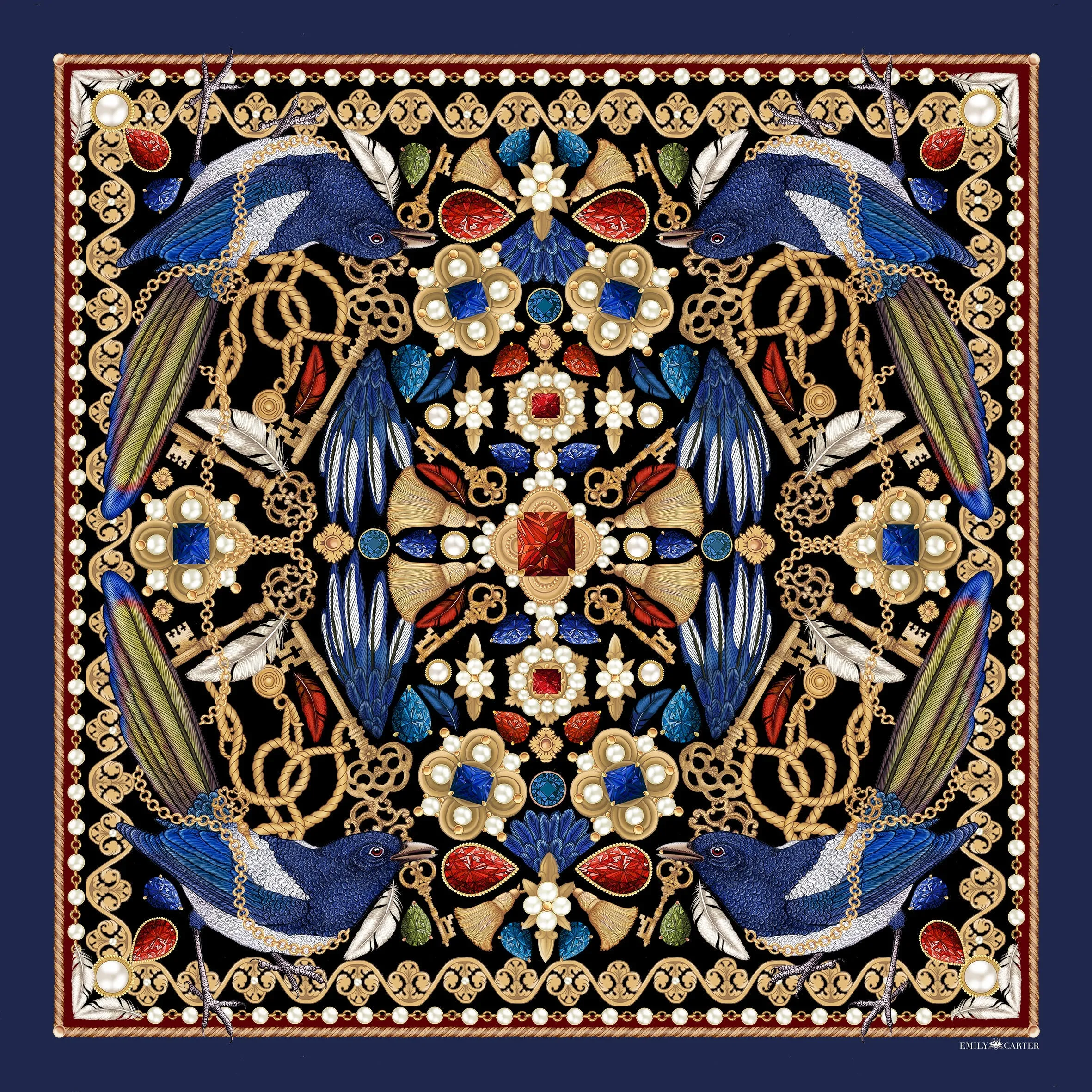 The Medieval Magpie Silk Scarf | 130x130cm [Preorder]