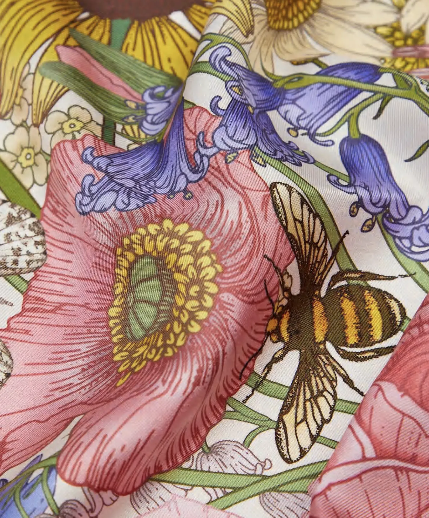 The Rose & Bluebell Silk Neckerchief | 45x45cm