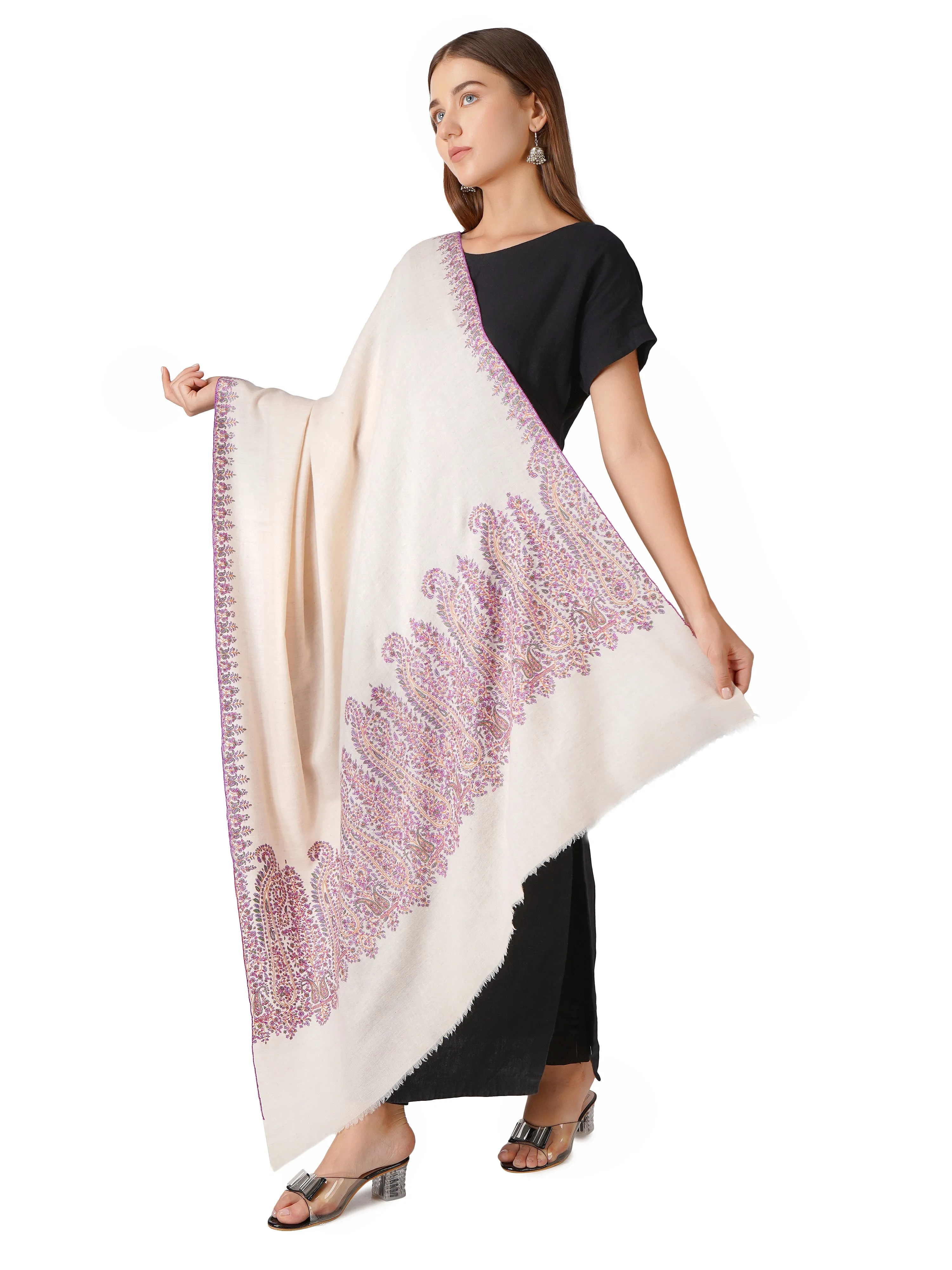 Versatile Pashmina Shawl – Day to Night Fashion - Off White