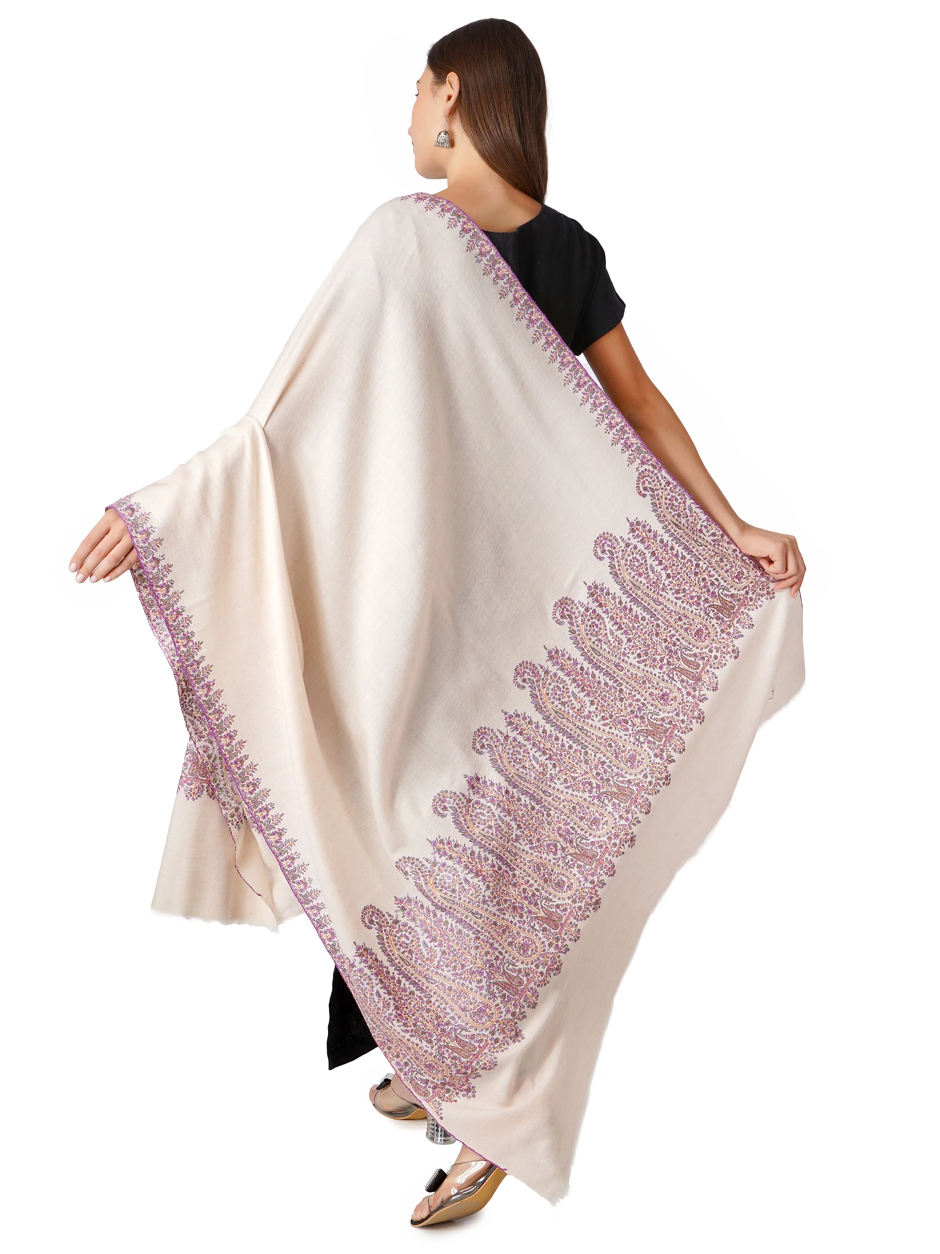 Versatile Pashmina Shawl – Day to Night Fashion - Off White