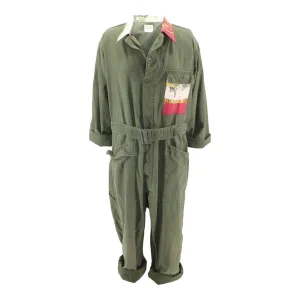 Vintage Military Coveralls Reclaimed With Silk Collar & Pocket