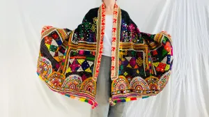 Vintage Rabari Wool Shawl & Throw. Mirror Work. Embroidered 0010