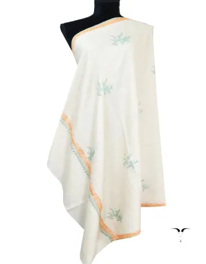 white booti embroidery pashmina shawl 8595