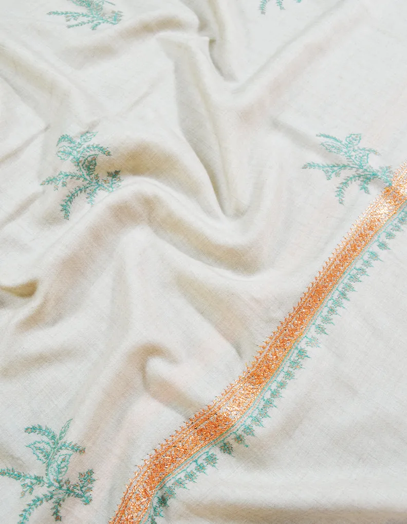 white booti embroidery pashmina shawl 8595