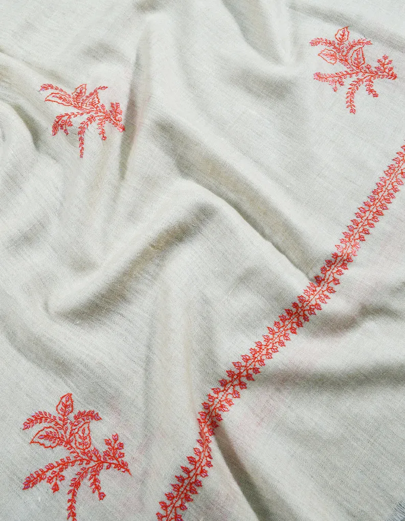 white embroidery pashmina shawl 8053